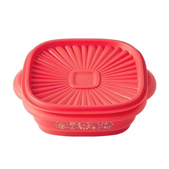 🦋 New Pioneer Woman (4)- Red Floral 3 Cup Food Storage Container with Lid - Picture 4 of 8
